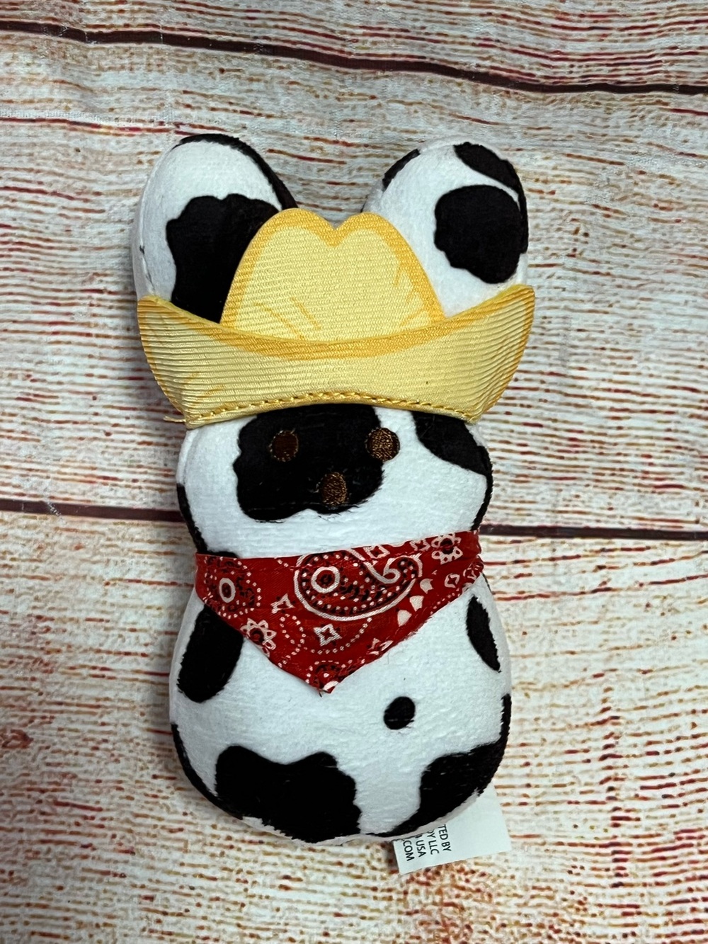 PEEPS plush bunny rabbit dresses as cow 5”